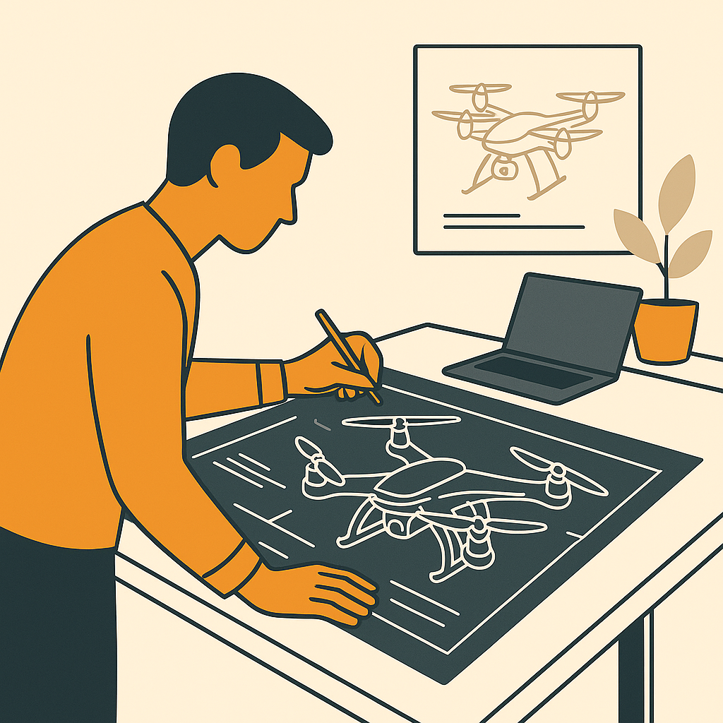 Illustratie van een drone-ontwerp